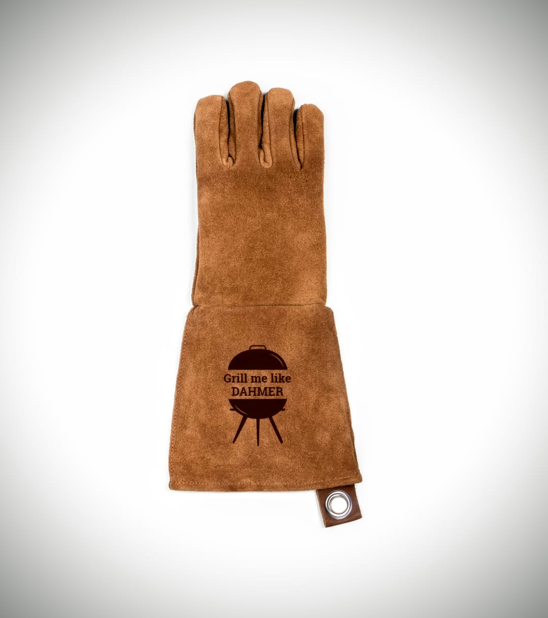 Personalised leather BBQ gloves