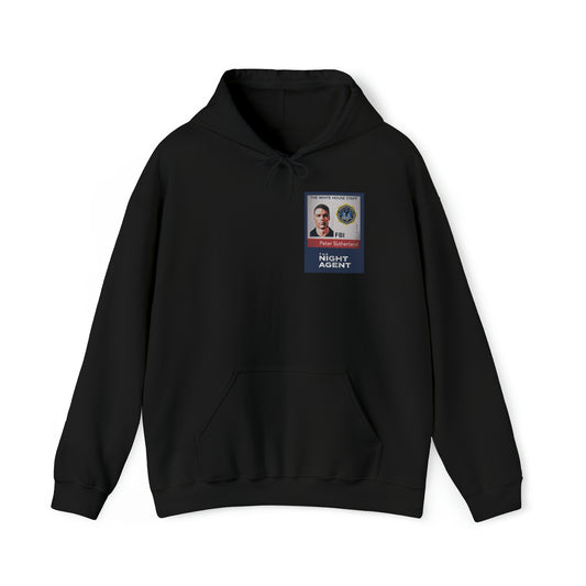 The Night Agent Plush Hoodie(ships from EU) - FBI pass and phone desk -front and back - Heavy Blend Hooded Sweatshirt