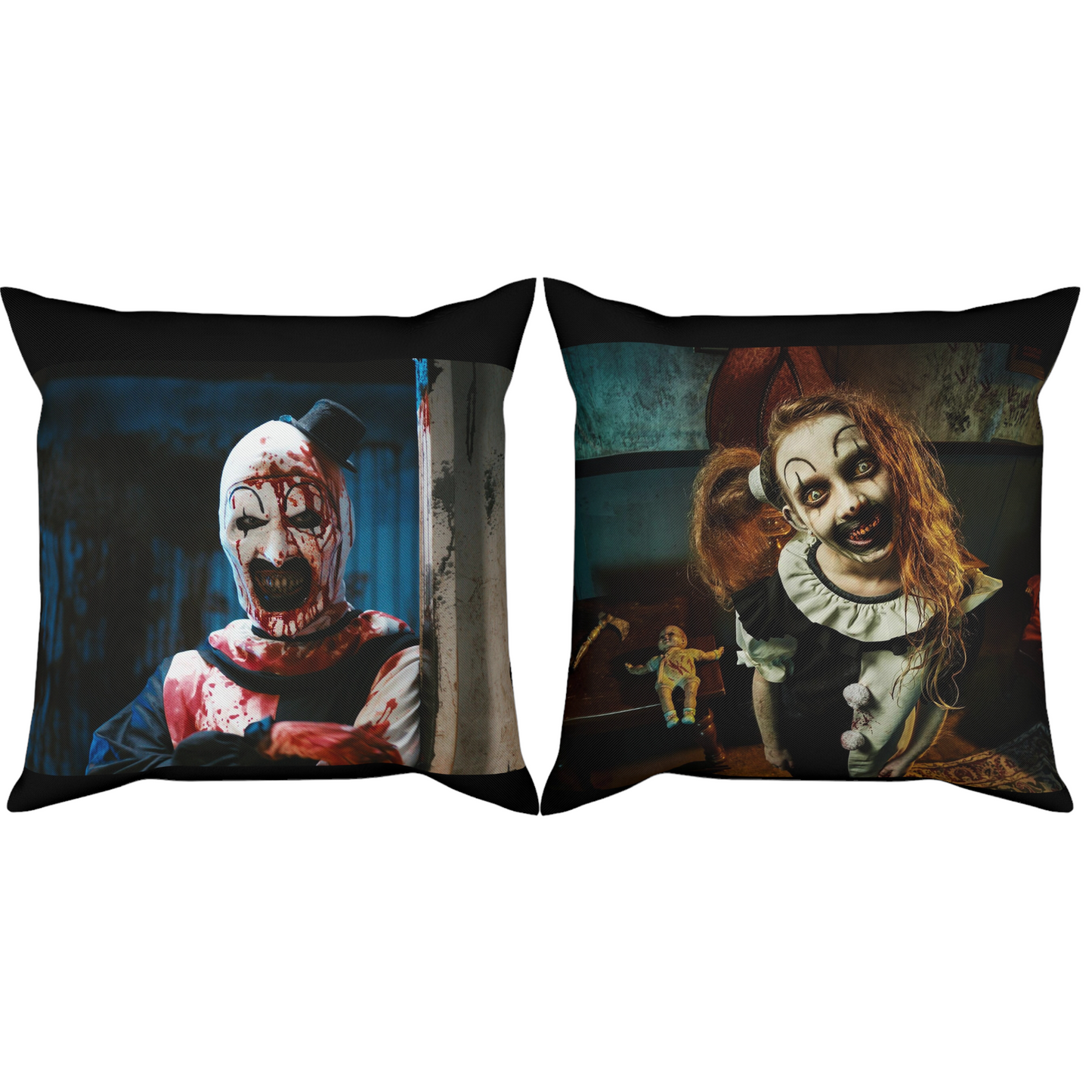 Terrifier Art the Clown Pillow(ships from USA) with the Little Pale Girl on other side