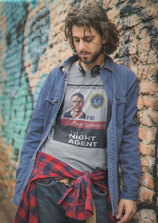 The Night Agent T-shirt(ships from USA)Large Black White House Badge Soft Cotton Jersey Tee(Unisex)