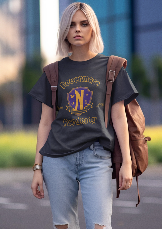 2023 Nevermore Academy T-Shirt(ships from EU) Soft Cotton Jersey Short Sleeve Tee(Unisex)