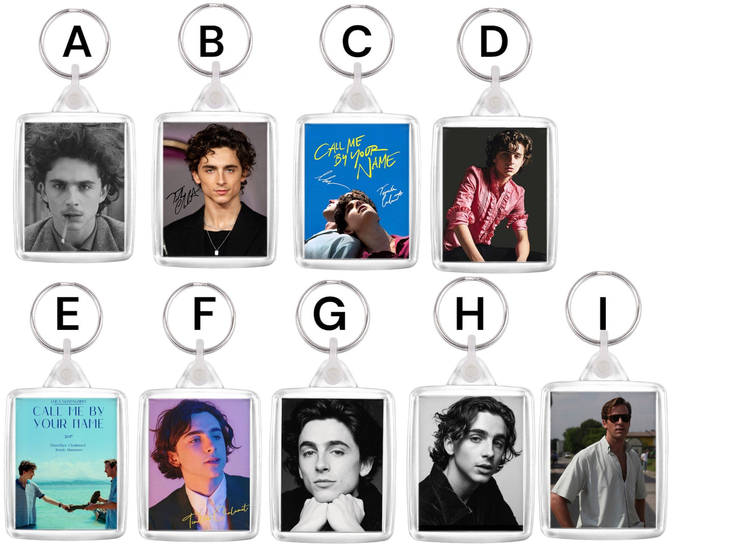 Create your own Timothée Chalamet keychain , possible combination with Armie Hammer